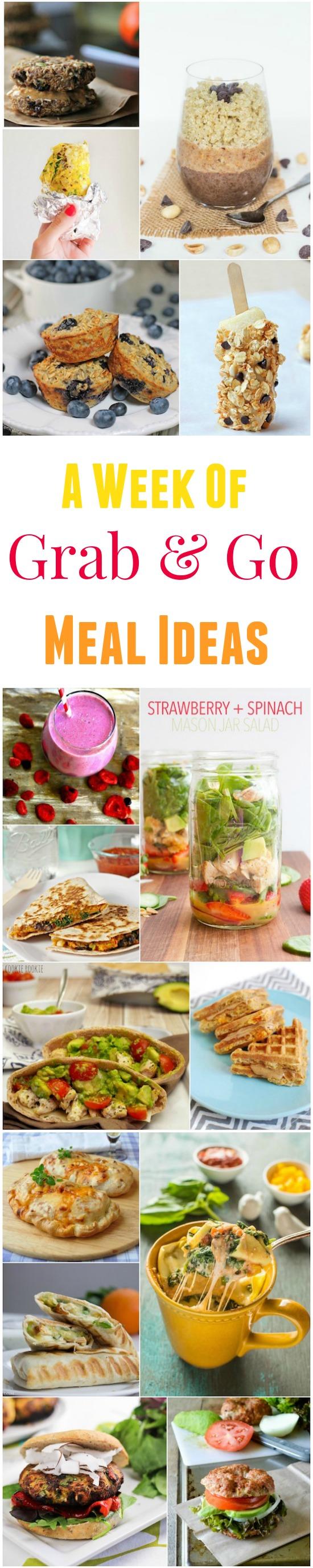 Looking for healthy meals you can eat on the run? Here's a week of grab and go meal ideas!