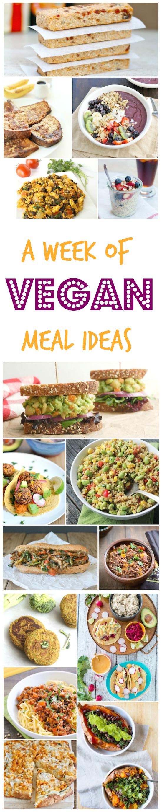 Menu planning? Check out this week of vegan meals for some delicious meatless breakfast, lunch, and dinner ideas!