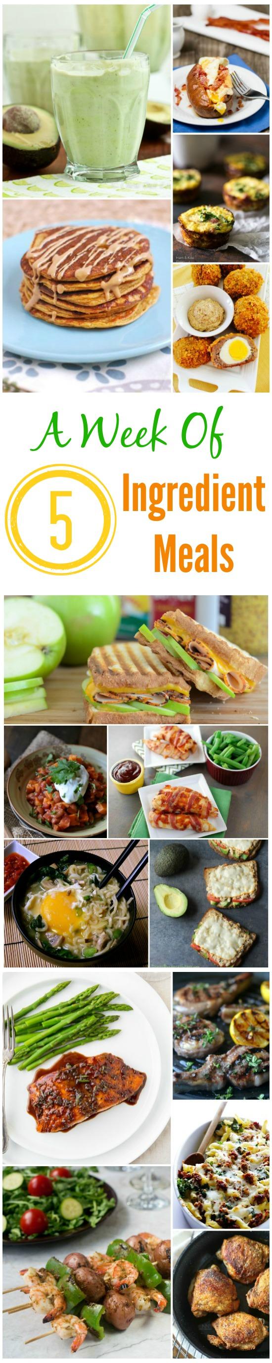 Need some quick, easy meal ideas? These recipes can all be made with 5 ingredients or less!