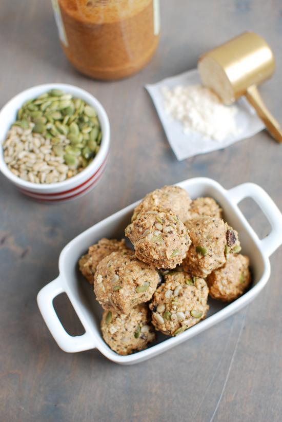 These Almond Butter Protein Balls are a gluten-free, no-bake snack recipe that's great to have on hand for a busy afternoon or to help refuel post-workout!