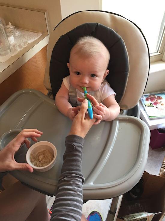 baby eating oatmeal