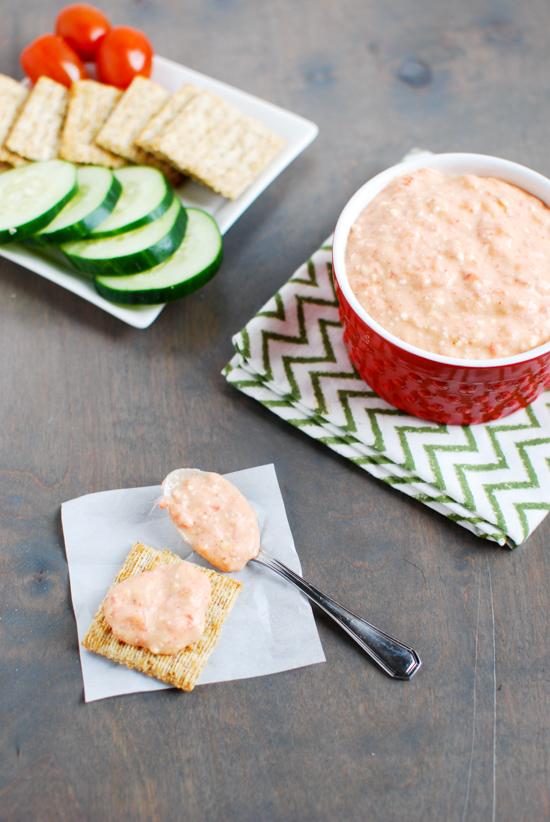 Made with just six ingredients, this Spicy Red Pepper Feta Dip recipe is the perfect party appetizer. It's full of flavor and tastes great with crackers or vegetables!