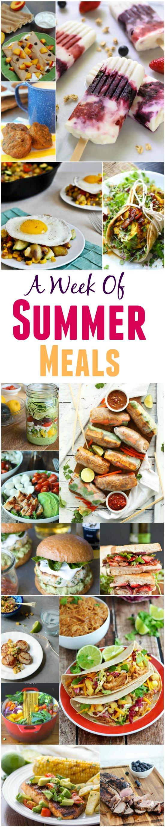 A Week of Summer Meal Ideas - breakfast, lunch, dinner, sides and salads!