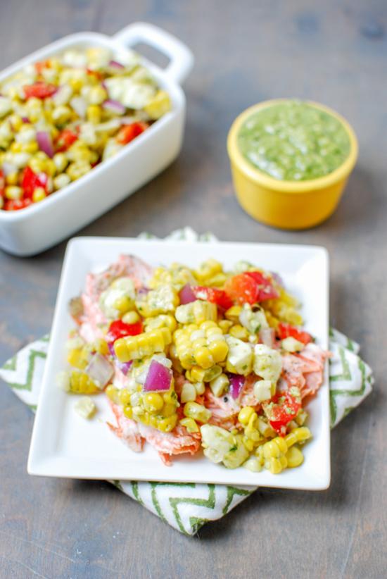 With just a few simple ingredients, this Pesto Corn Salad makes a great dinner side dish and can also be used as a topping on chicken or fish!