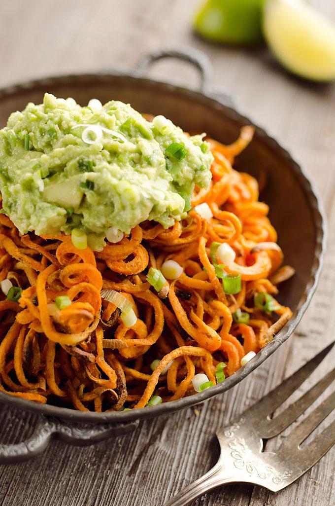 spicy roasted sweet potato spirals