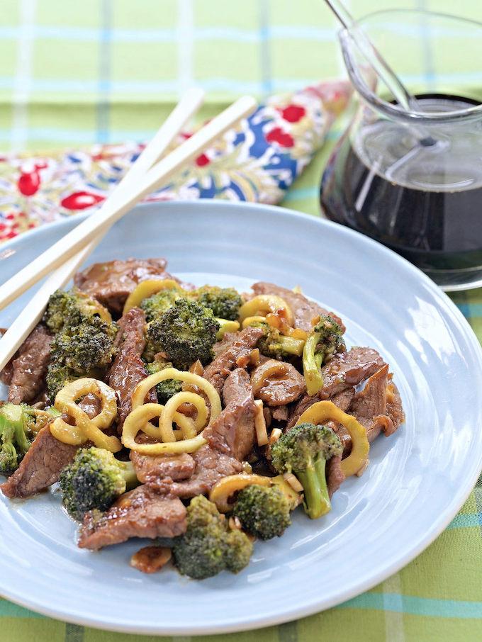 Broccoli Beef with Broccoli Stem Noodles