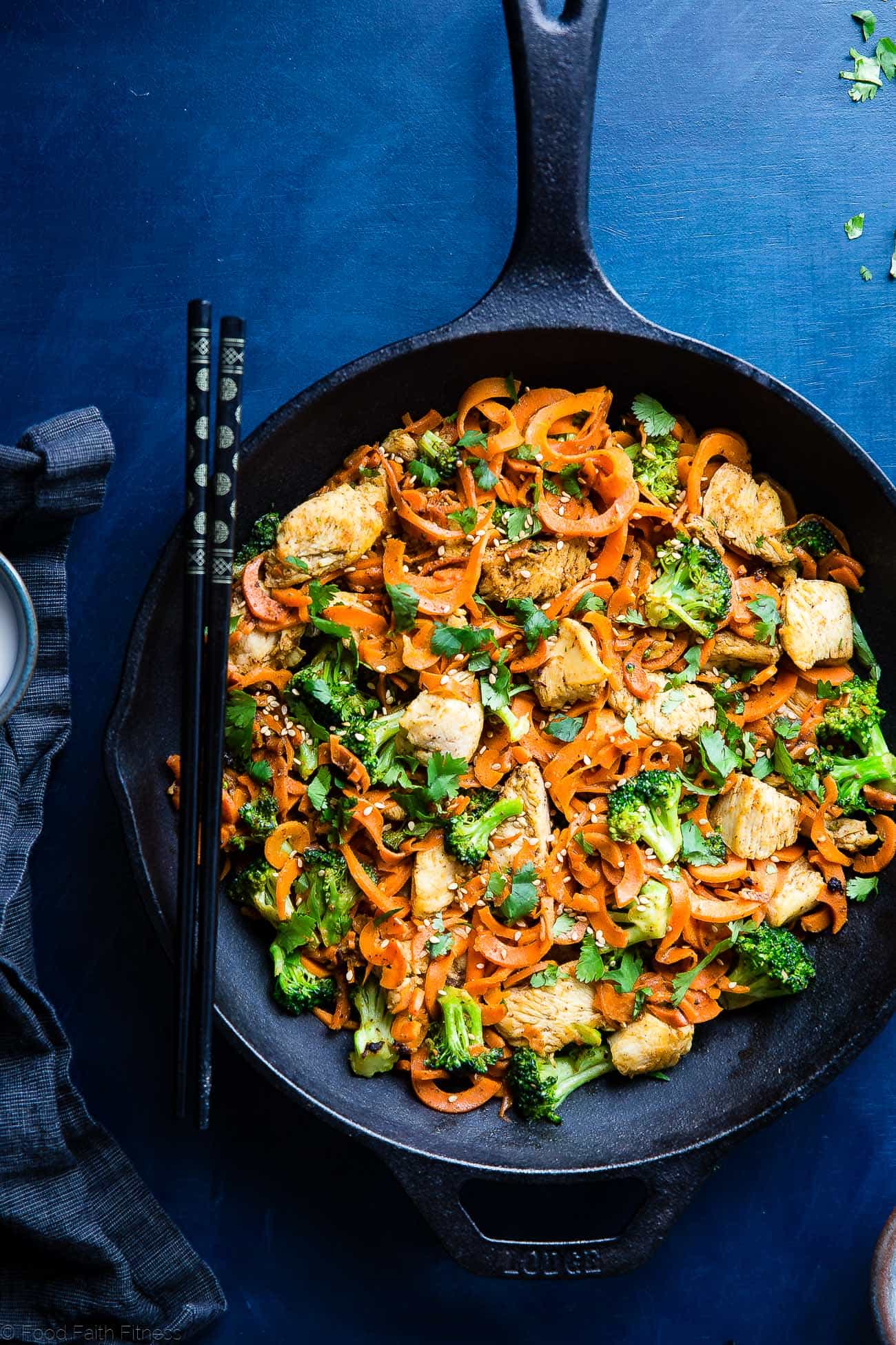 cumin chicken stir fry with carrot noodles