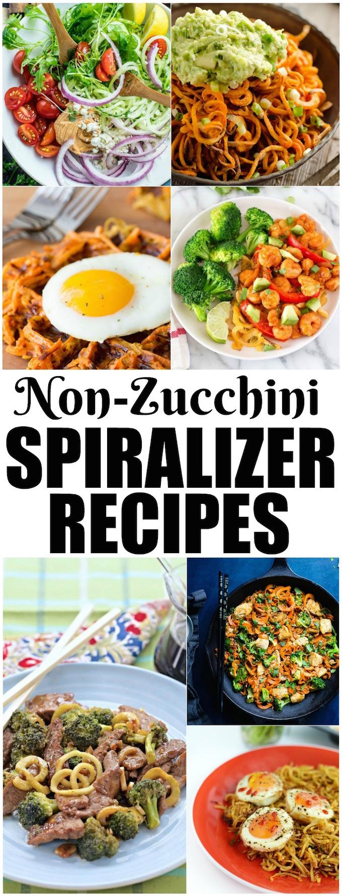 Use these Non-Zucchini Spiralizer Recipes to expand your love for your spiralizer. Everything from carrots to sweet potatoes to broccoli stems can be spiralized and added to healthy meals!