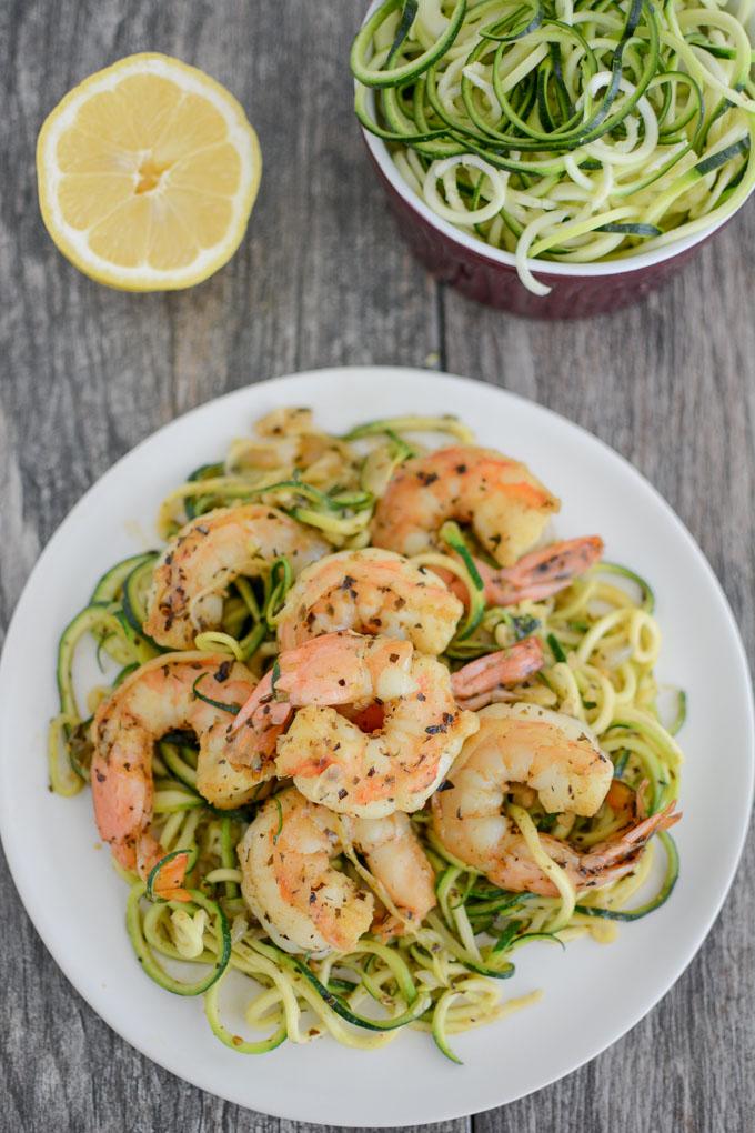 Paleo Shrimp Scampi with lemon and zoodles