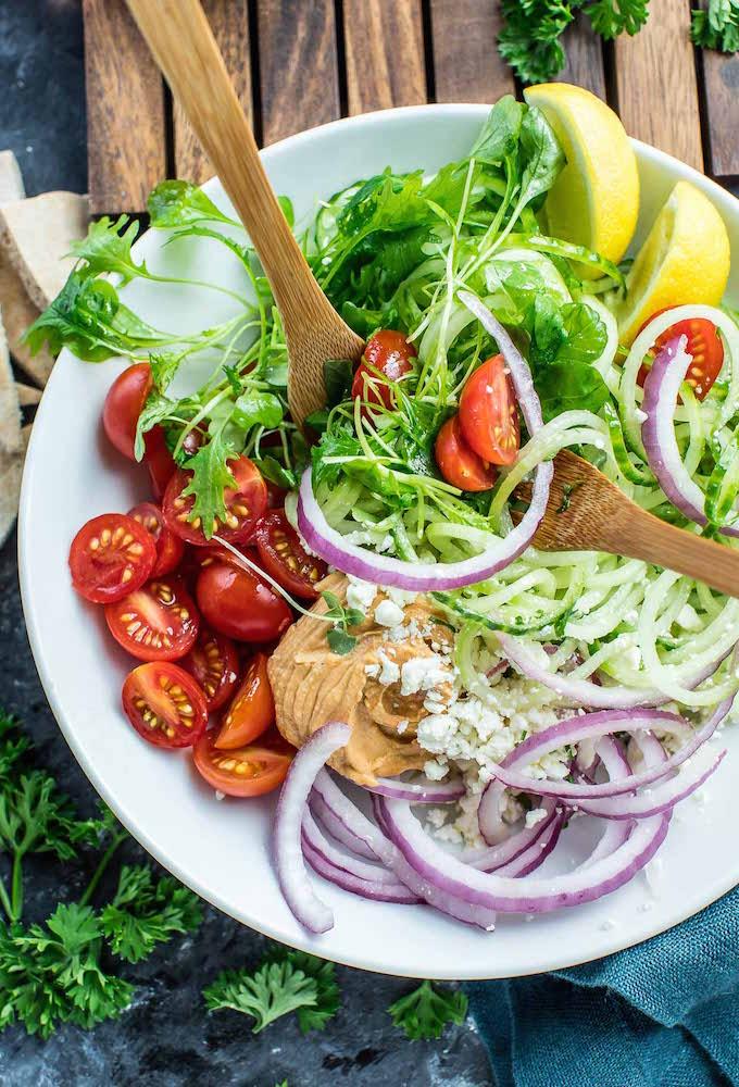 spiralized cucumber salad