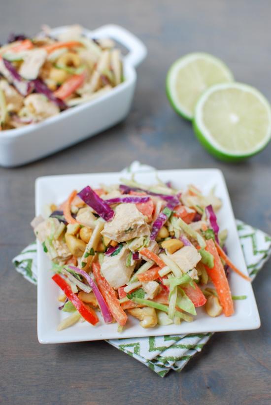 This Thai Chicken Salad is light, crunchy and refreshing, perfect for lunch or dinner on a hot day. Make a big batch and eat the leftovers all week!