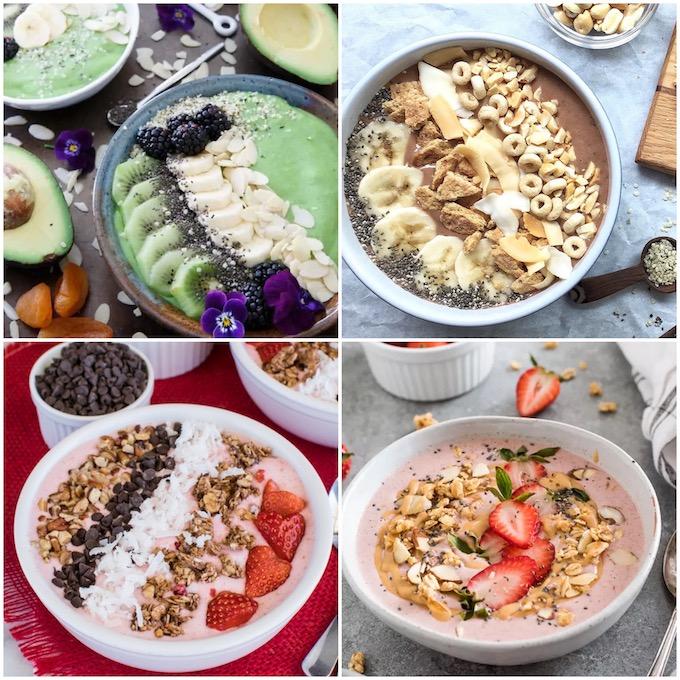 collage of smoothie bowls