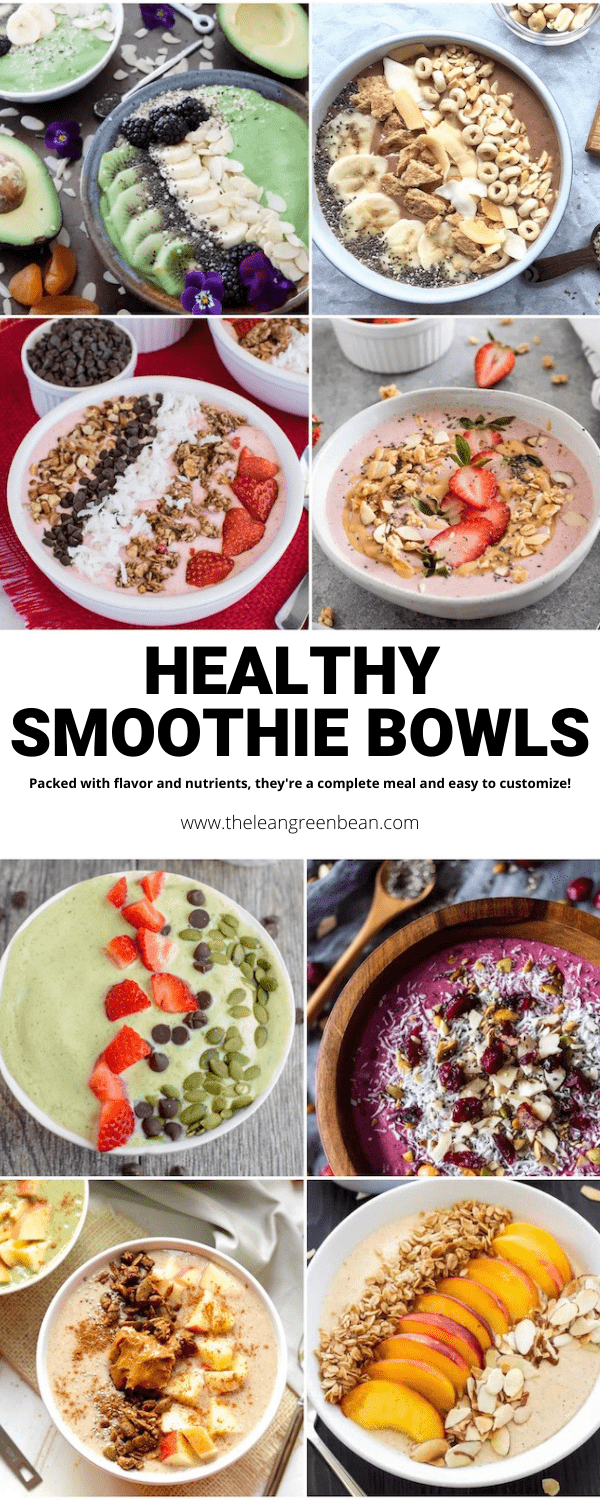 These healthy smoothie bowl recipes are almost too pretty to eat! Smoothie bowls are an easy way to pack fruit, protein and veggies all into one meal and then you can get creative with the toppings!