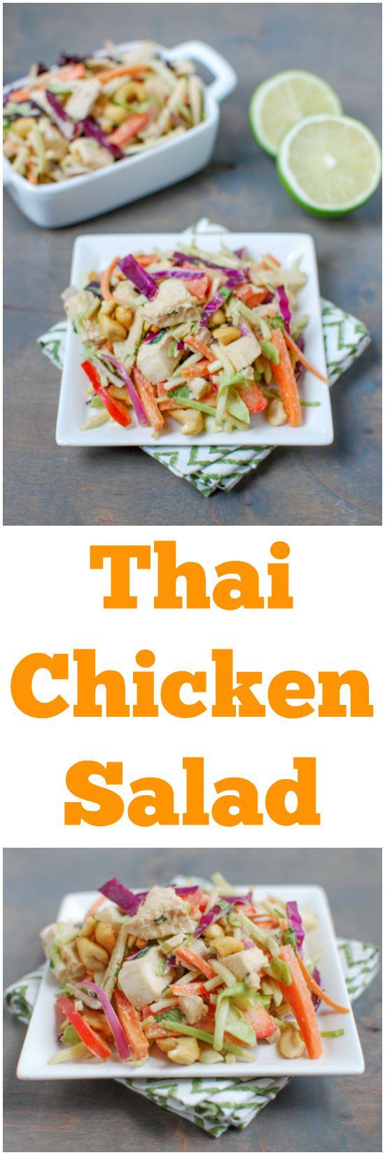 This Thai Chicken Salad is light, crunchy and refreshing, perfect for lunch or dinner on a hot day. Make a big batch and eat the leftovers all week!