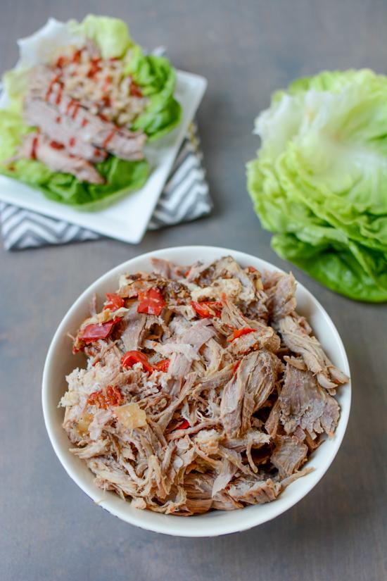 Serve this Slow Cooker Asian Pulled Pork in lettuce wraps with rice for a quick dinner!