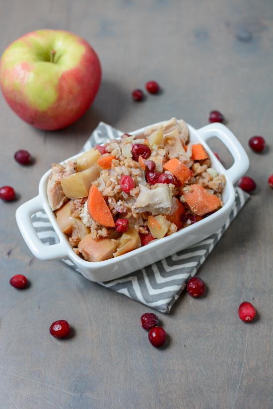 This Slow Cooker Apple Cranberry Chicken recipe is perfect for fall. Plus it's freezer friendly. Just pull it out, dump in the crockpot and dinner cooks itself!