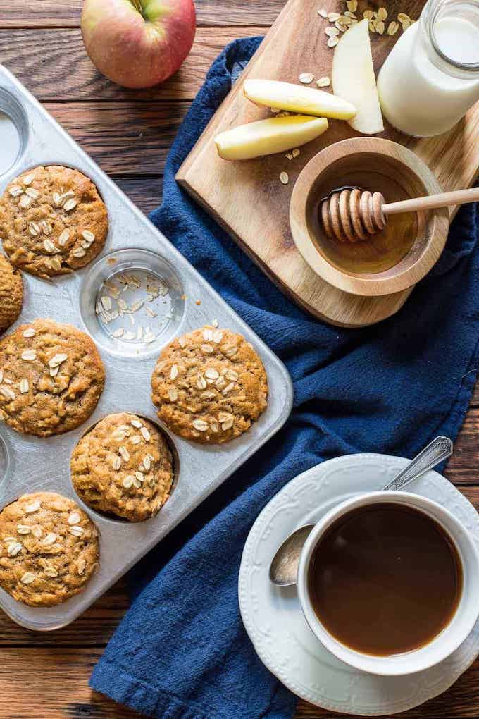 Honey Apple Oatmeal Muffins