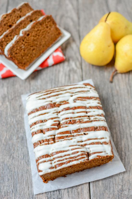 This recipe for Pear Gingerbread is perfectly spiced and full of flavor. It's easy to mix up in a blender and is great for an afternoon snack or topped with some ice cream for a holiday dessert.