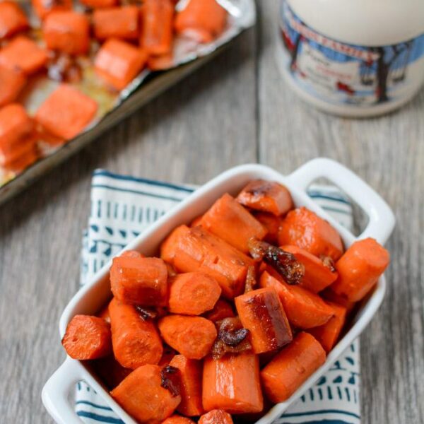 This recipe for Maple Bacon Roasted Carrots is made with just three ingredients and makes the perfect dinner side dish.