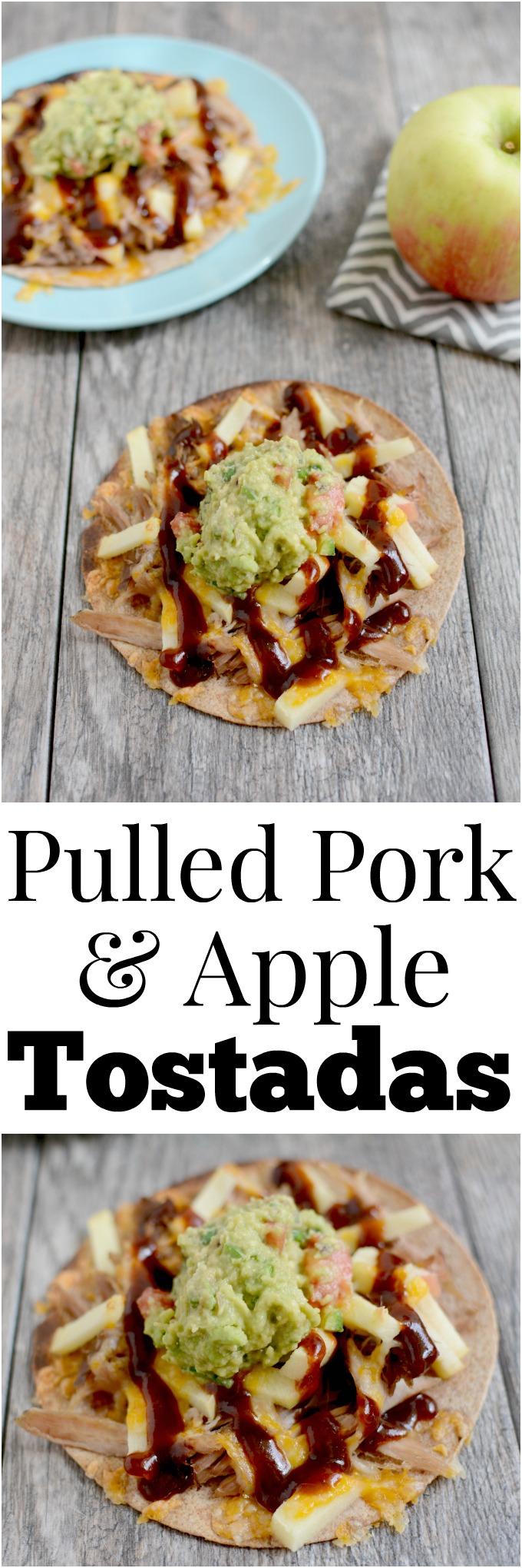 These Pulled Pork and Apple Tostadas are a simple, flavorful way to use up leftover pork. Perfect for lunch, dinner or a quick snack!