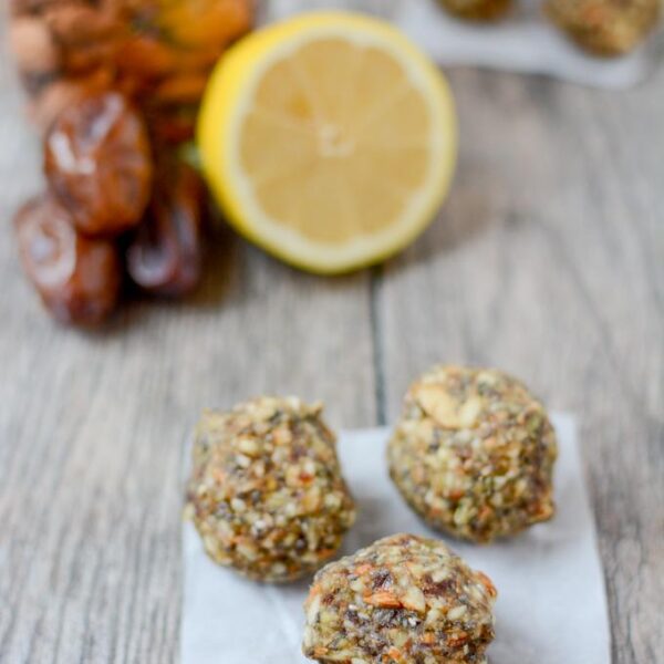 Bursting with citrus flavor, these Lemon Energy balls make the perfect snack. Made with just 5 ingredients, they're gluten-free, paleo-friendly and perfect for stashing in the fridge or freezer!