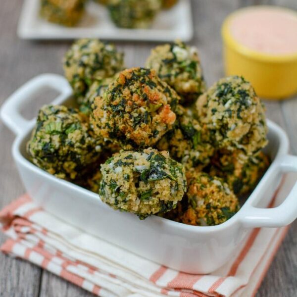 These Spinach Balls are a perfect party appetizer. Prep the recipe ahead of time for easy entertaining or serve them as a kid-friendly vegetable option at dinner!
