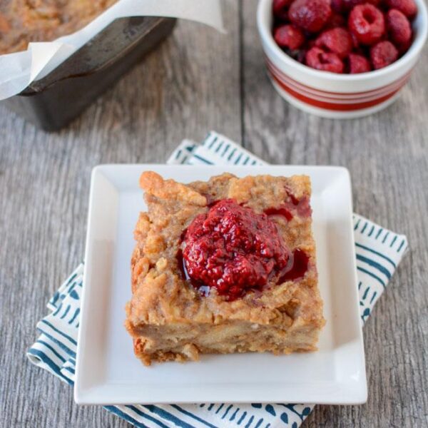 Made with just a few simple ingredients, this Peanut Butter Bread Pudding is not overly sweet, full of flavor and makes just enough to feed 3-4 people for dessert!