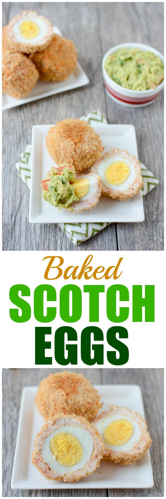 This recipe for Baked Scotch Eggs makes a great high protein breakfast. Enjoy them warm or cold and serve with guacamole for some added healthy fats! 