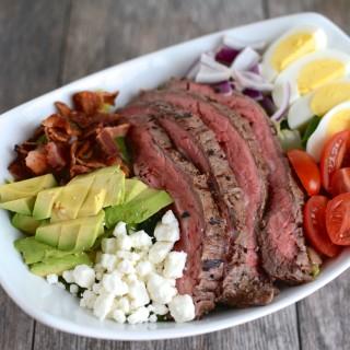 This Steak Cobb Salad Recipe is packed with protein and nutrients, easy to assemble and makes a great lunch or dinner option as the weather gets warmer.
