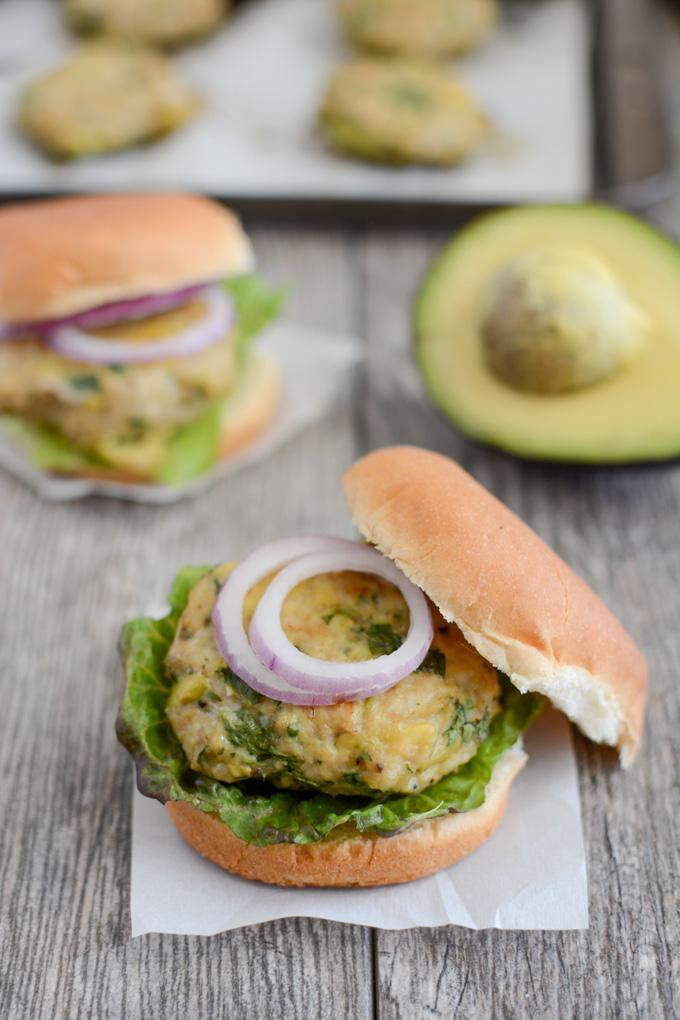 These Avocado Chicken Burgers are an easy weeknight dinner in the oven or on the grill. This recipe is gluten-free, paleo and can easily be made ahead of time during food prep. 