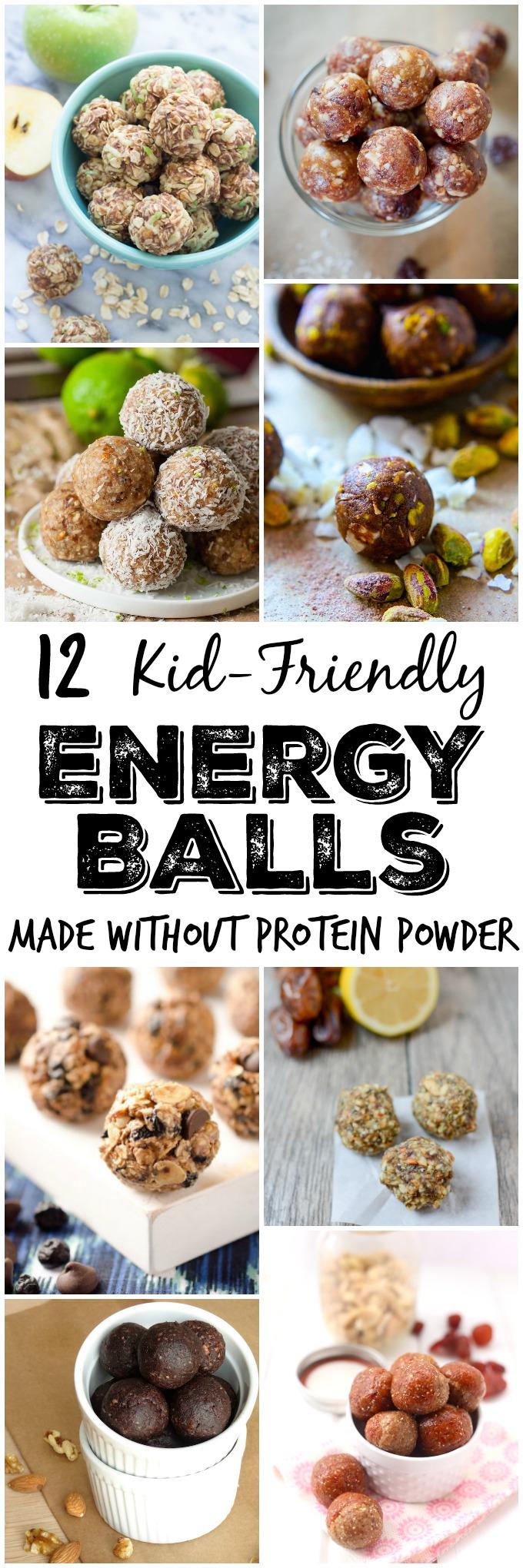 Looking for a quick, healthy snack made with real food ingredients? Here are 12 kid-friendly energy ball recipes made without protein powder.