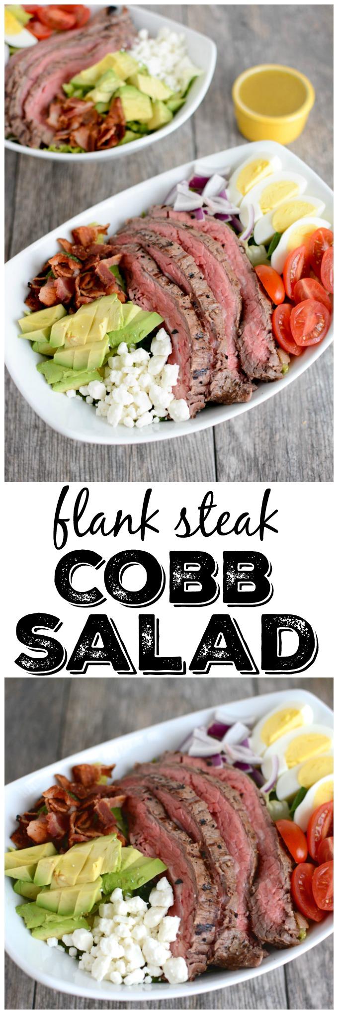 This Steak Cobb Salad Recipe is packed with protein and nutrients, easy to assemble and makes a great lunch or dinner option as the weather gets warmer. 