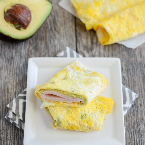 These Easy Egg Wraps are perfect for a low-carb, high-protein snack. Make several ahead of time and fill with things like turkey, avocado, cheese, hummus and more.