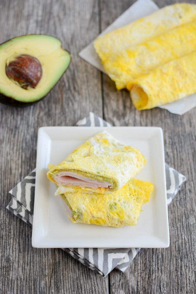 These Easy Egg Wraps are perfect for a low-carb, high-protein snack. Make several ahead of time and fill with things like turkey, avocado, cheese, hummus and more.