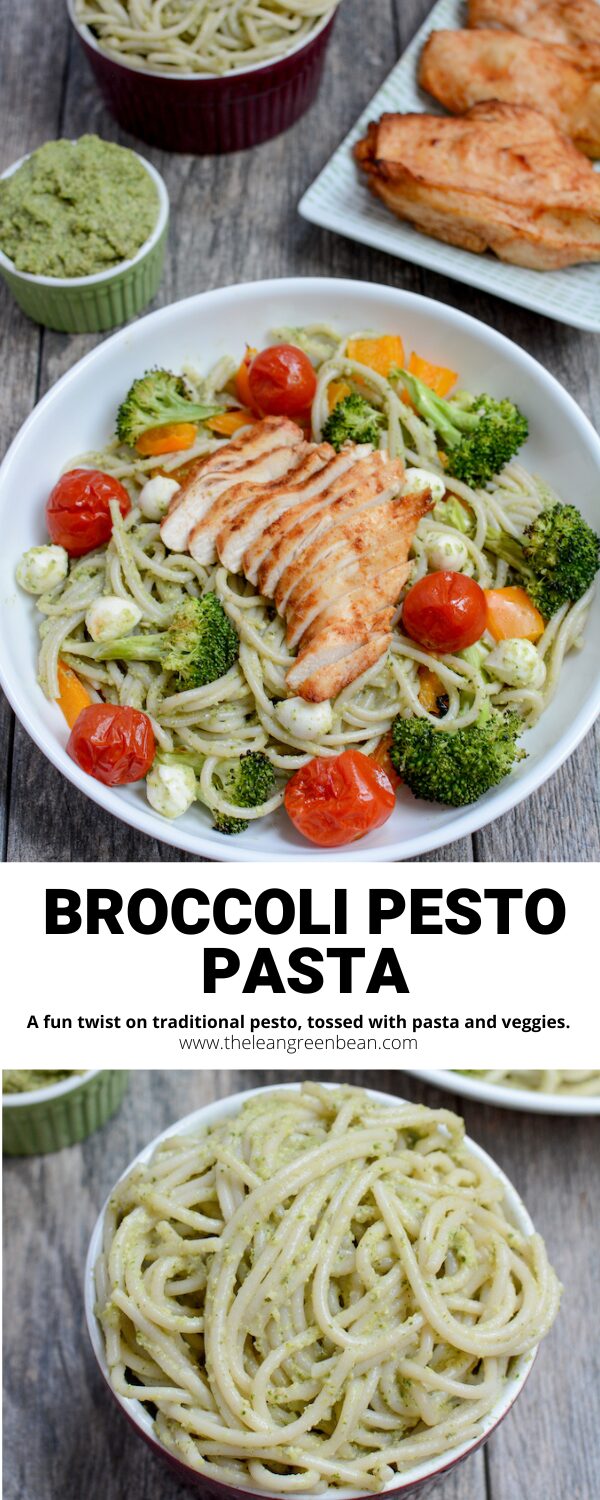 Broccoli Pesto Pasta 12 This Broccoli Pesto Pasta is easy to make and perfect for a quick weeknight dinner. Pair with chicken for extra protein and customize with your favorite veggies.