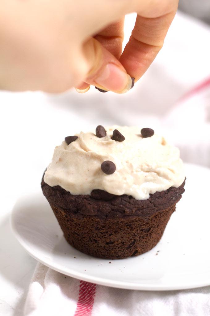 Cookie Dough Stuffed Chocolate Cupcake