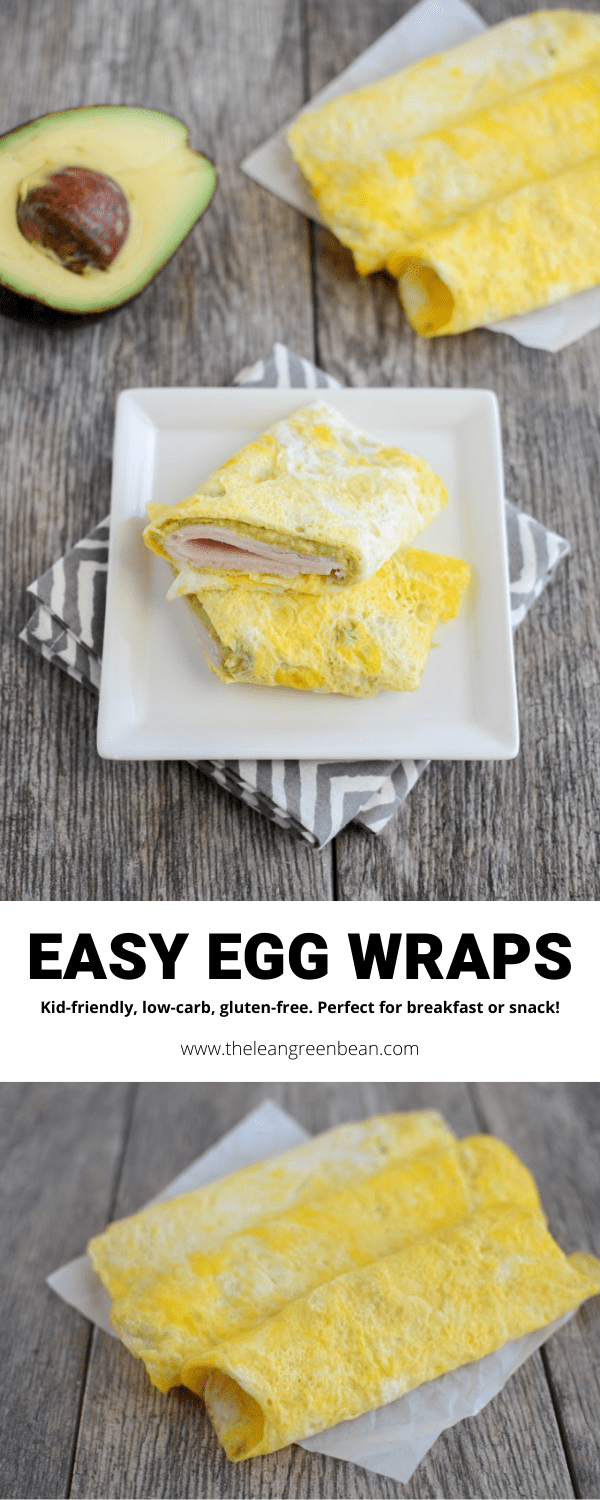 These Easy Egg Wraps are perfect for a low-carb, high-protein snack. Make several ahead of time and fill with things like turkey, avocado, cheese, hummus and more.