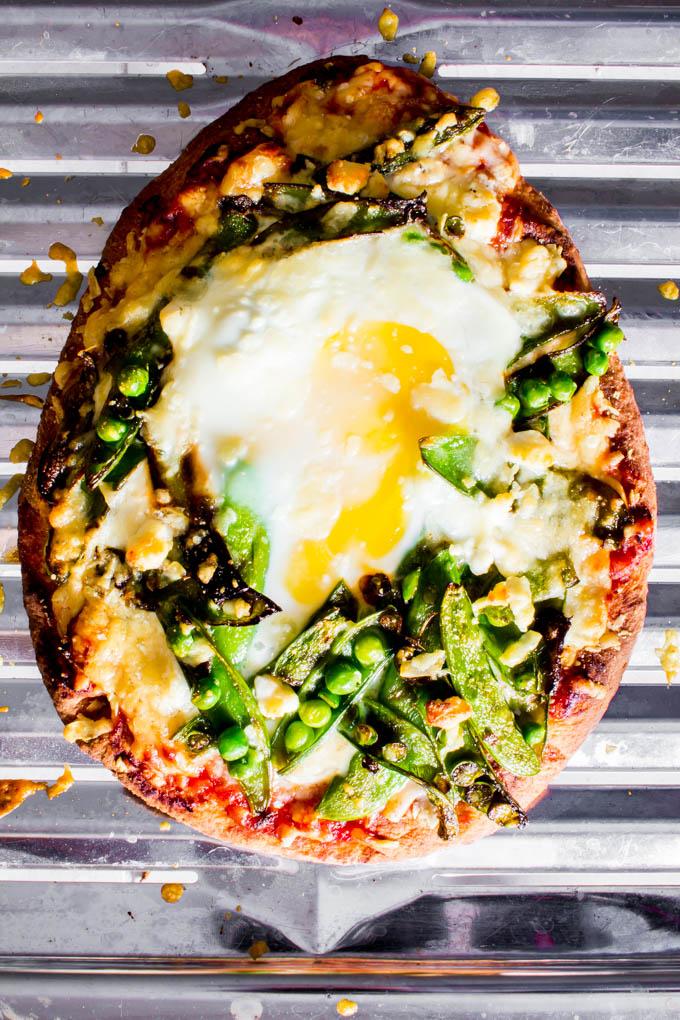 Snap Pea & Goat Cheese Naan Pizza