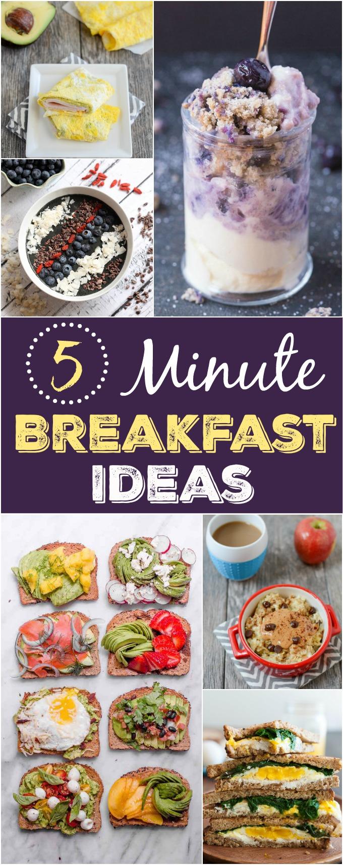 These recipes for Healthy Five Minute Breakfasts can be made from start to finish in 5 minutes or less. They're perfect for busy mornings when you need to eat in a hurry.