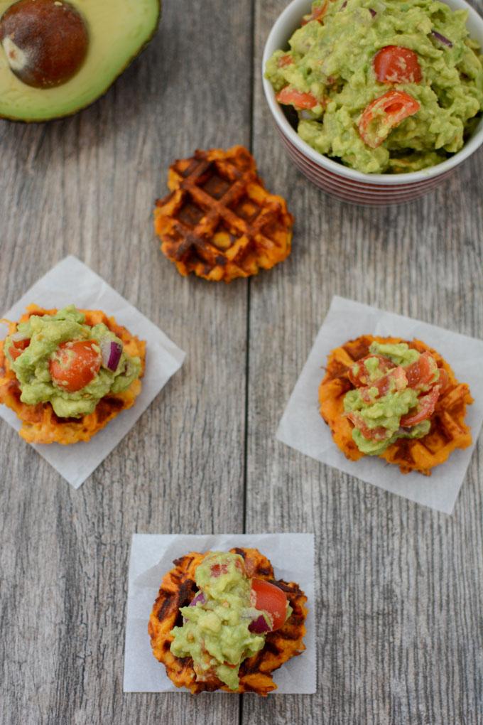 These gluten-free Guacamole Waffle Bites make a great appetizer or side dish. With just a few simple ingredients, they're packed with flavor and are a fun, easy recipe for anyone to make!