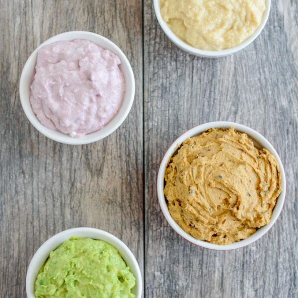 These 4 kid-friendly dips are easy to make and perfect for dipping everything from meat to vegetables at dinner or even eating with a spoon for a healthy snack!