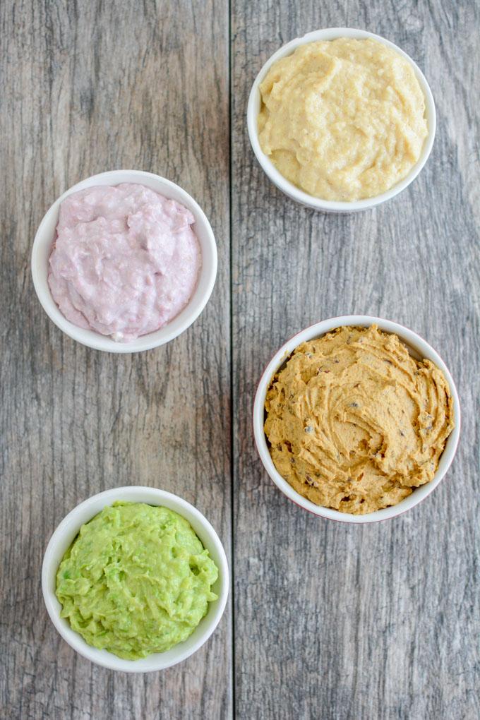 These 4 kid-friendly dips are easy to make and perfect for dipping everything from meat to vegetables at dinner or even eating with a spoon for a healthy snack! 