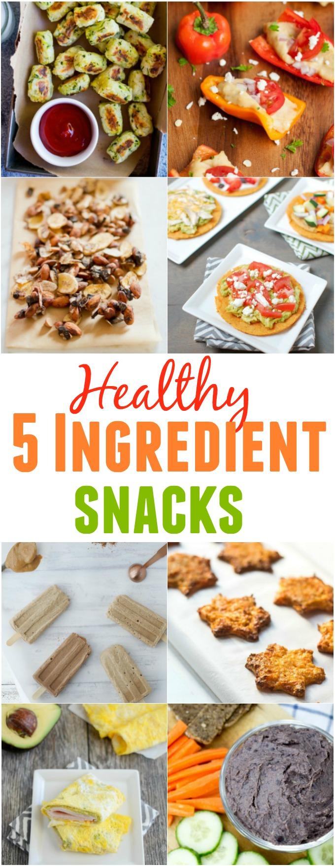 These Healthy 5 Ingredient Snacks can be made quickly to power you through the afternoon slump. Plus several simple snacks that don't need a recipe!