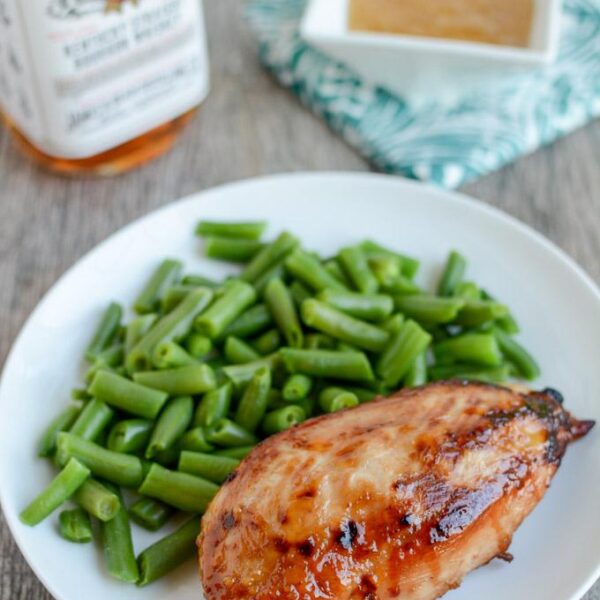 This 5 ingredient Bourbon Chicken Marinade can easily be thickened to double as a glaze for extra flavor while cooking dinner!