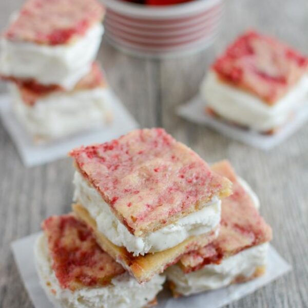 These Lemon Berry Ice Cream Sandwiches are the perfect summer dessert. Plus they're lactose-free, so those who are dairy-sensitive can enjoy them too!