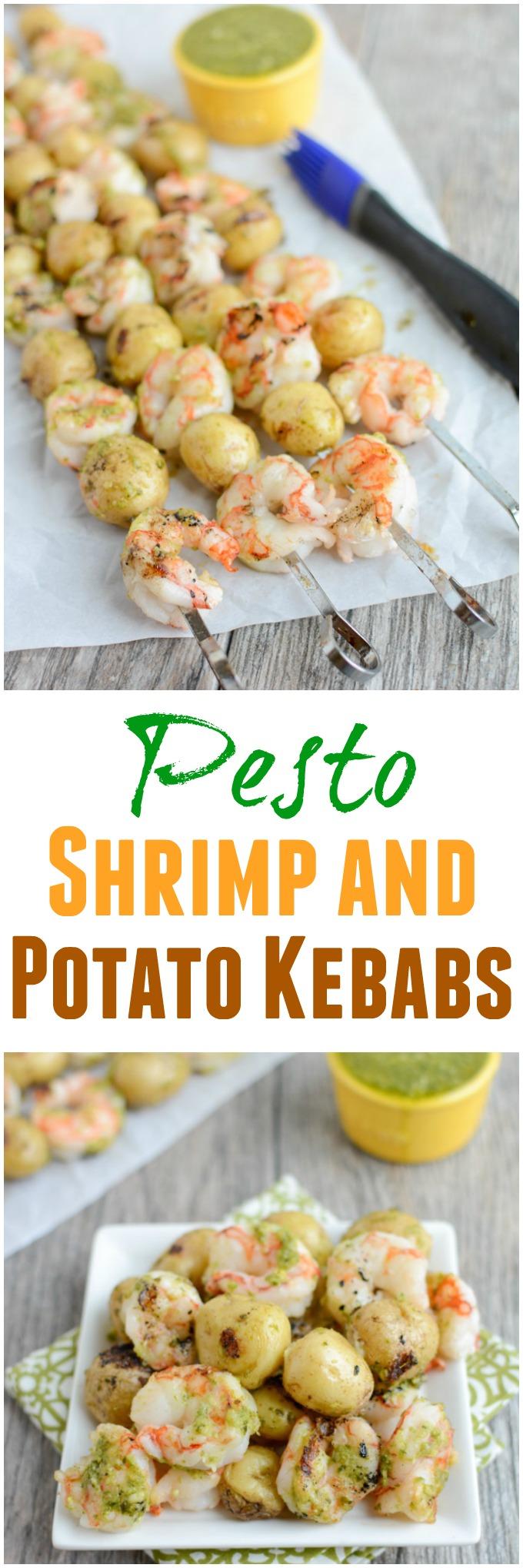 These Pesto Shrimp and Potato Kebabs are made with just a few ingredients and cook quickly on the grill for an easy summer dinner. 