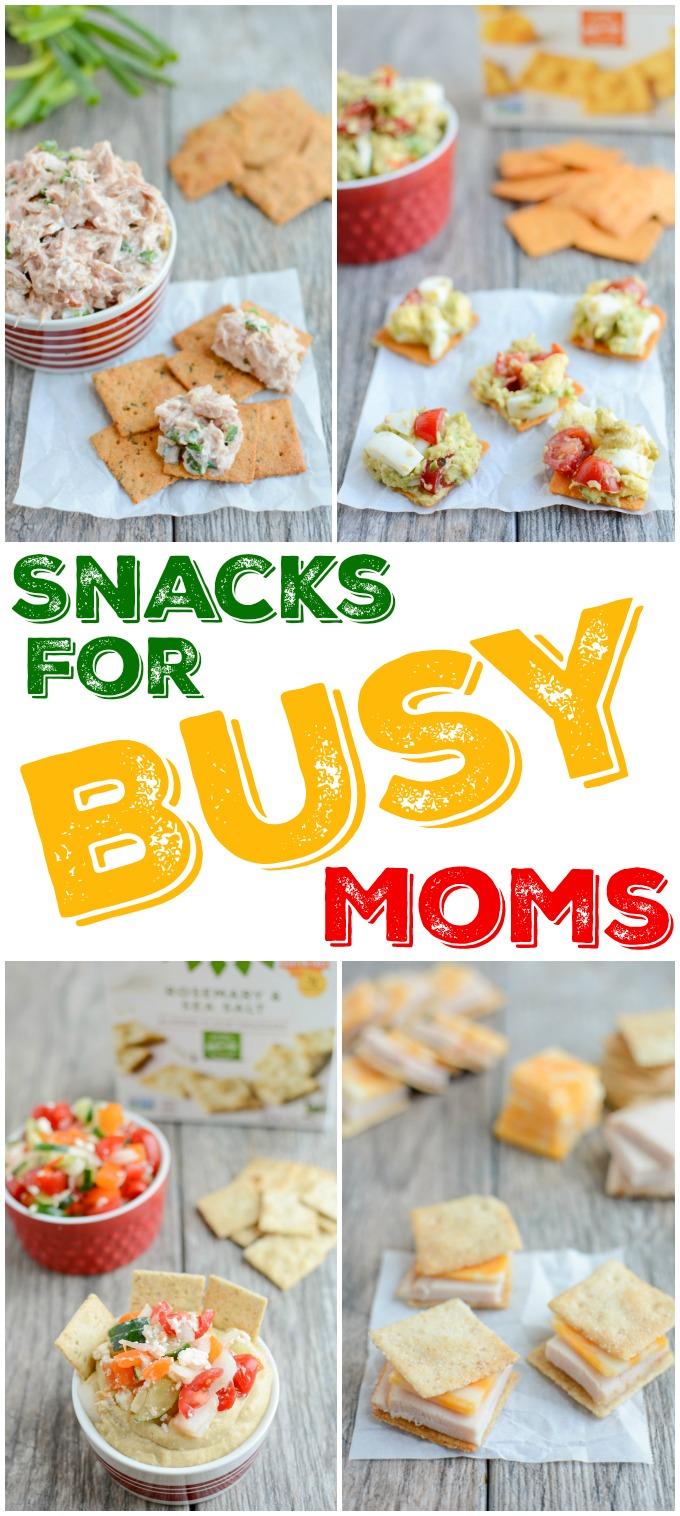 These Healthy Snacks For Busy Moms can be eaten at home or on the go! Packed with protein and healthy fats, these easy pairings will help keep you full until dinner. 