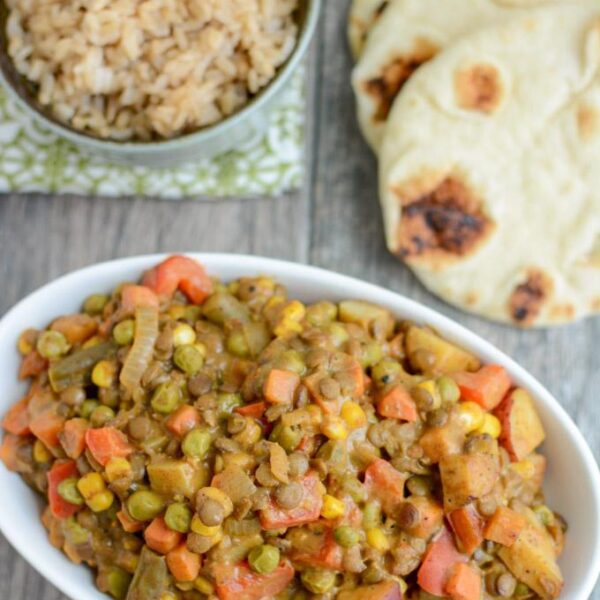 This Lentil Vegetable Curry is an easy vegetarian recipe that's perfect for a busy weeknight. Or make it ahead of time and reheat for a quick lunch or dinner!