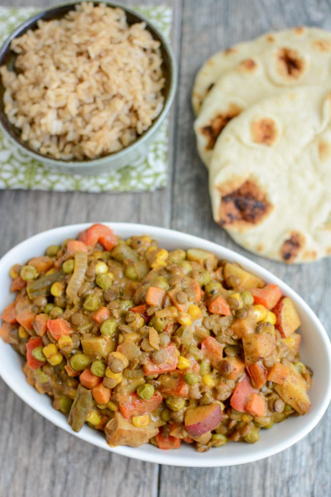 This Lentil Vegetable Curry is an easy vegetarian recipe that's perfect for a busy weeknight. Or make it ahead of time and reheat for a quick lunch or dinner!