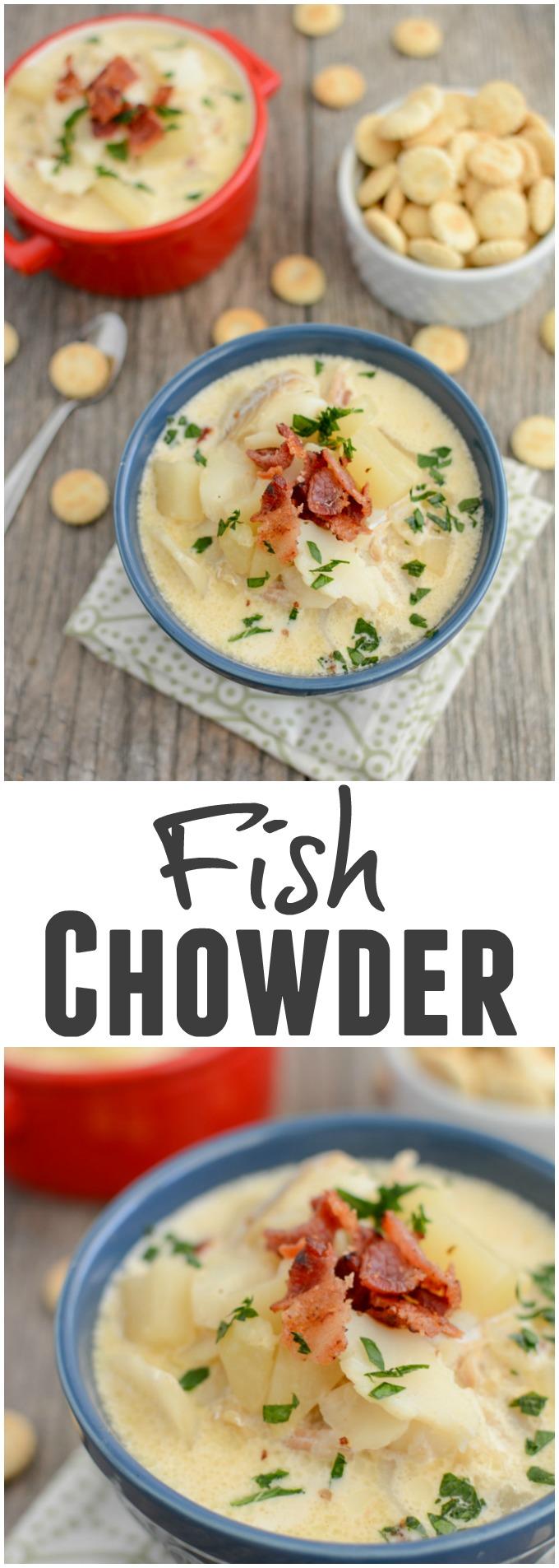 This Easy Fish Chowder tastes better than longer it sits! Make a big pot over the weekend and enjoy for lunch or dinner all week!